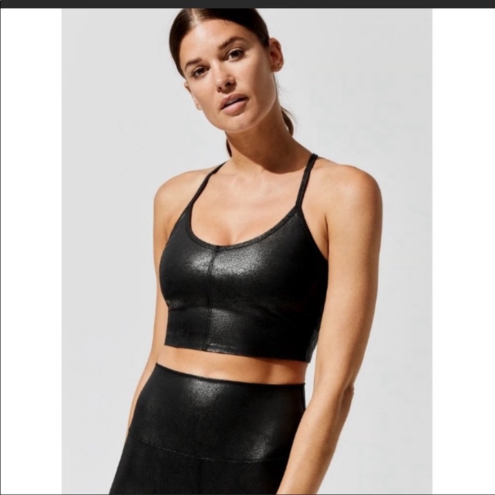 Carbon38 black Leatherette longline Bra
